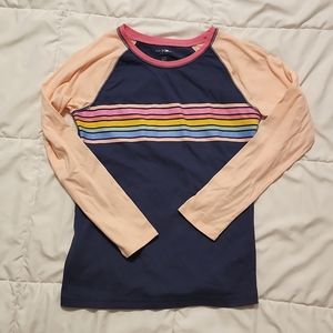 💥 3/$15 - Girls Long Sleeve Rainbow Stripe Shirt Size L